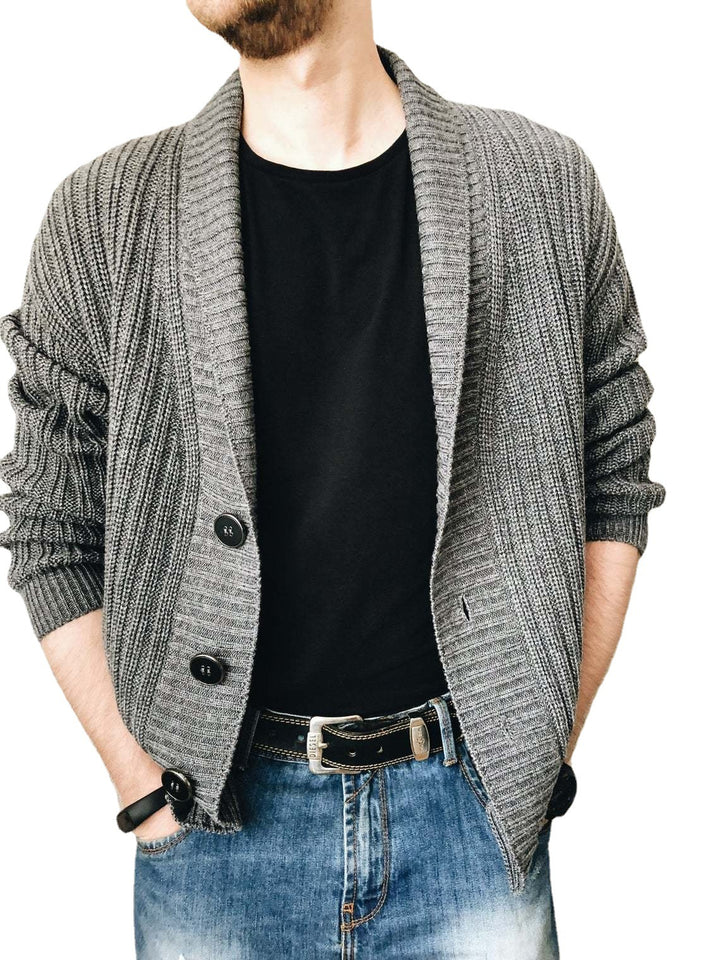 Herren Strickjacke mit modischem Schalkragen und praktischen Knöpfen Aliams