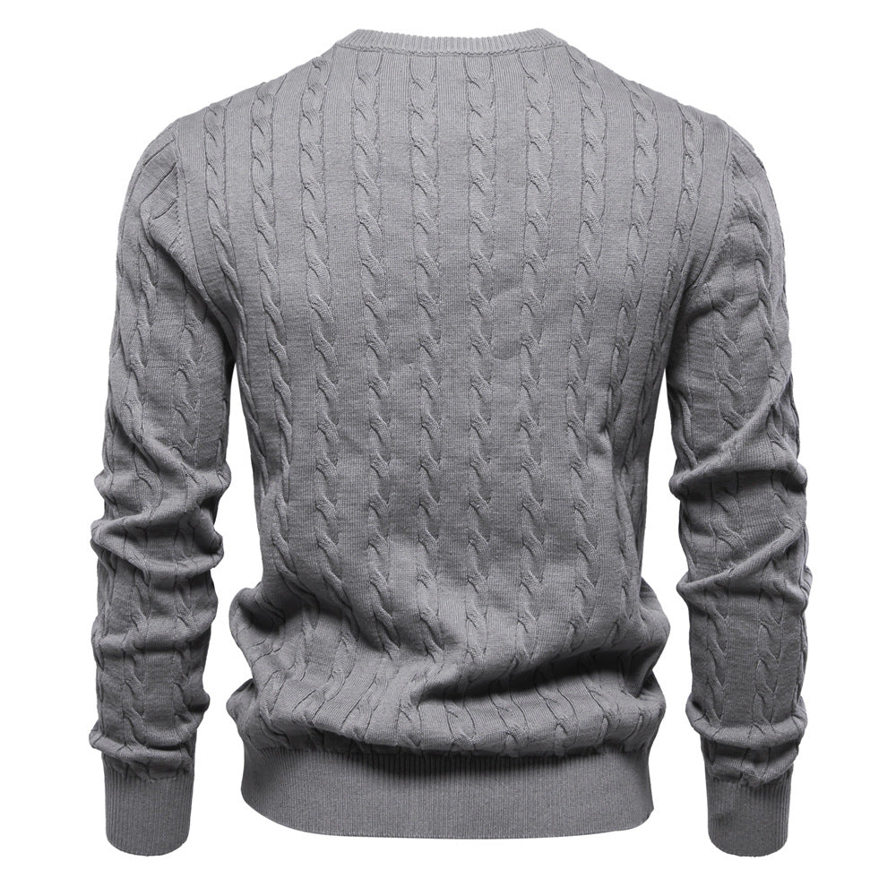 Herren Strickpullover mit Zopfmuster und Rundhalsausschnitt Aliams