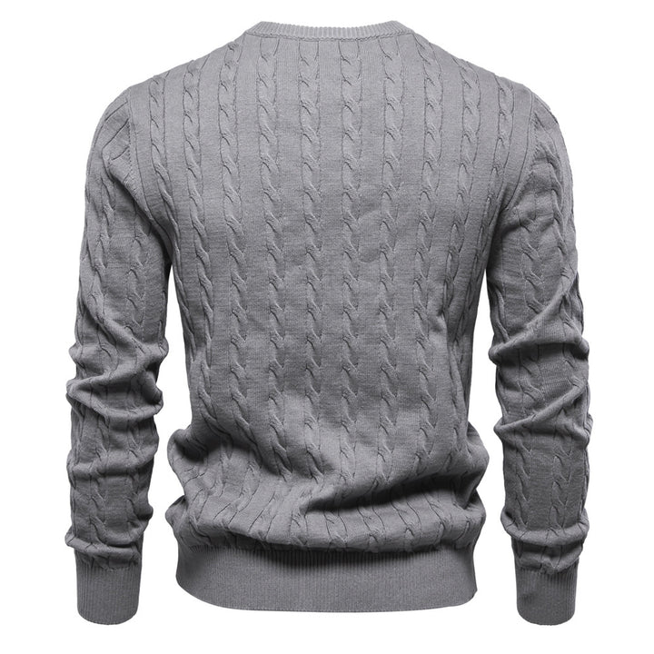 Herren Strickpullover mit Zopfmuster und Rundhalsausschnitt Aliams