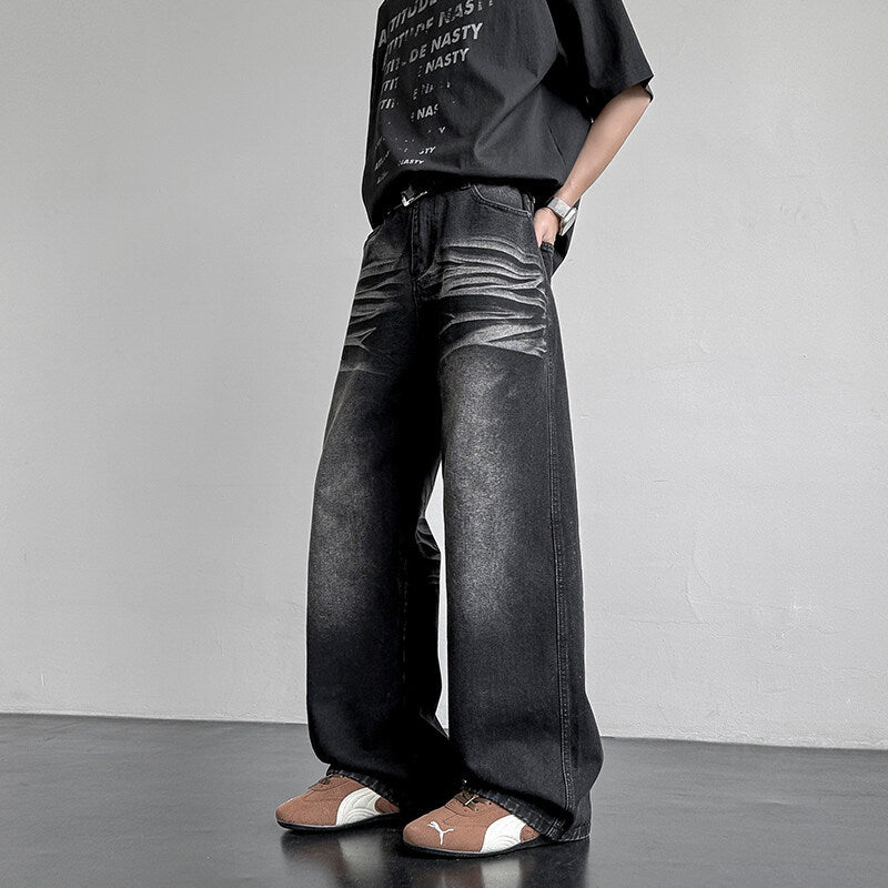 Unisex Weit geschnittene Denim-Hose mit einzigartigen Waschung und legerem Design Aliams