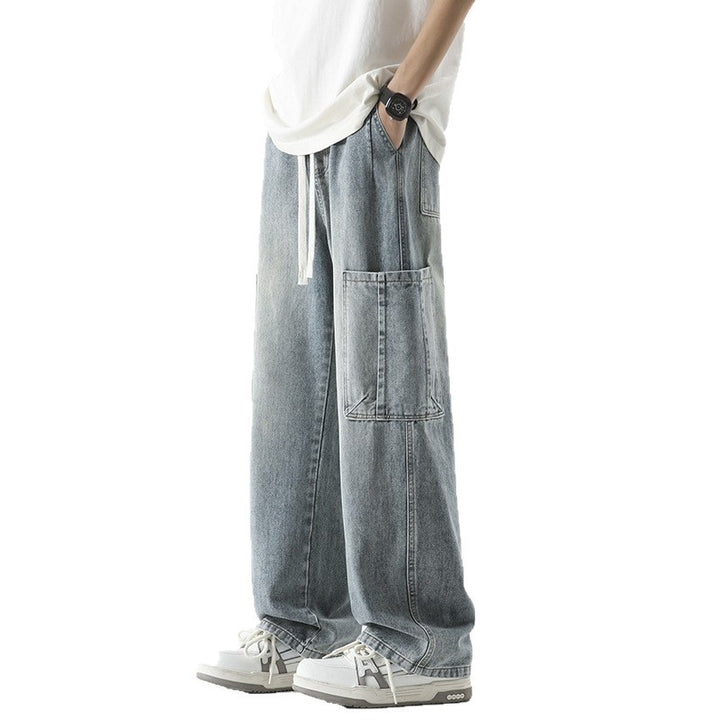 Herren Überdimensionierte Jeans-Hose mit multifunktionalen Taschen Aliams