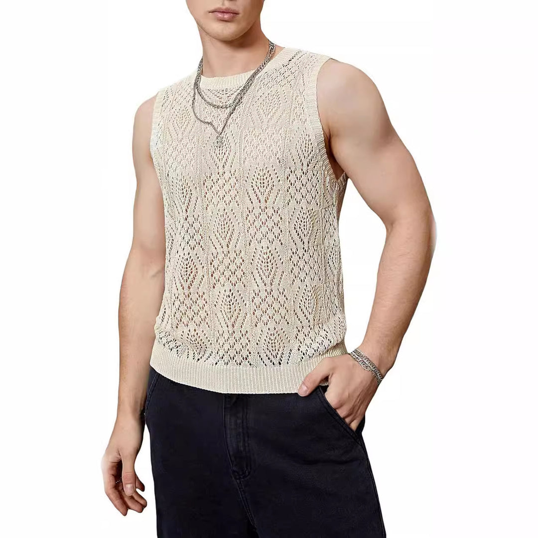 Herren Strickoberteil mit raffiniertem Lochmuster Aliams