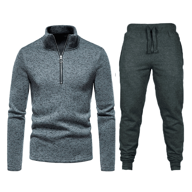 Herren Sportliches Fleece Trainingsanzug-Set mit Reißverschluss Aliams