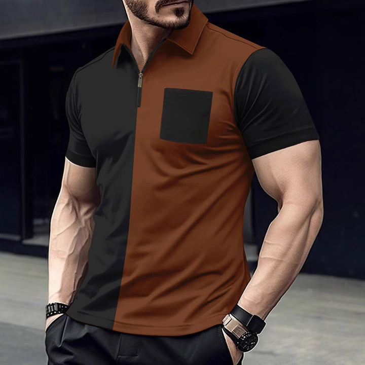 Herren sportliches Kurzarm-Oberteil mit Reißverschluss und stylishem Design Aliams