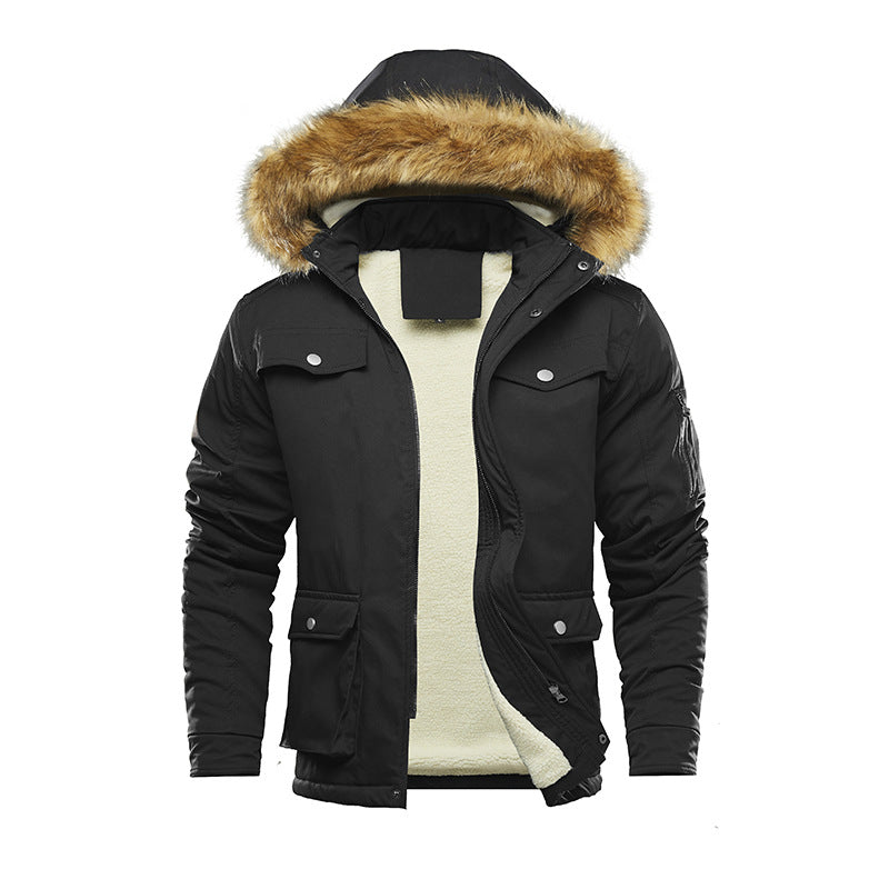 Herren isolierte Winterjacke mit abnehmbarer Kapuze und Futter Aliams