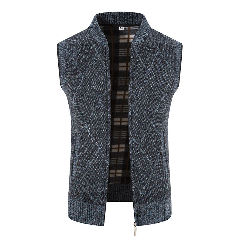 Herren Strickjacke ohne Ärmel mit modernem Zopfmuster Aliams