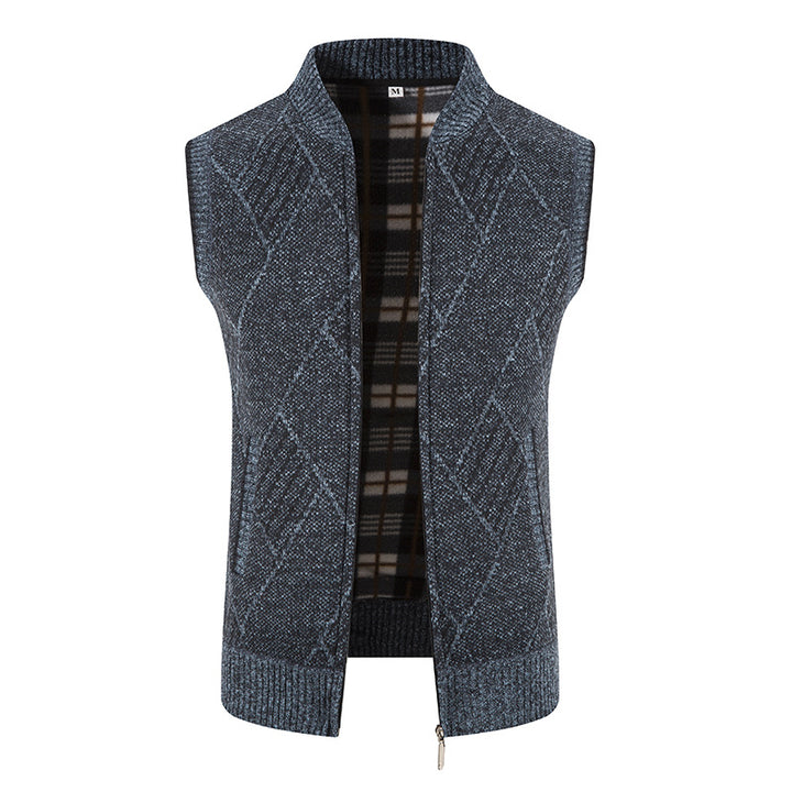 Herren Strickjacke ohne Ärmel mit modernem Zopfmuster Aliams
