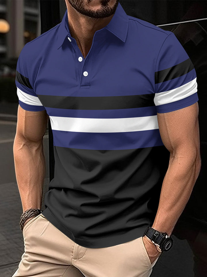 Herren Trendy Gestreiftes Aktiv Polo-Shirt Aliams