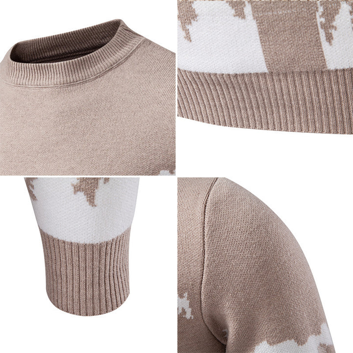 Herren Strickpullover mit Bergmotiv und hohem Kragen Aliams