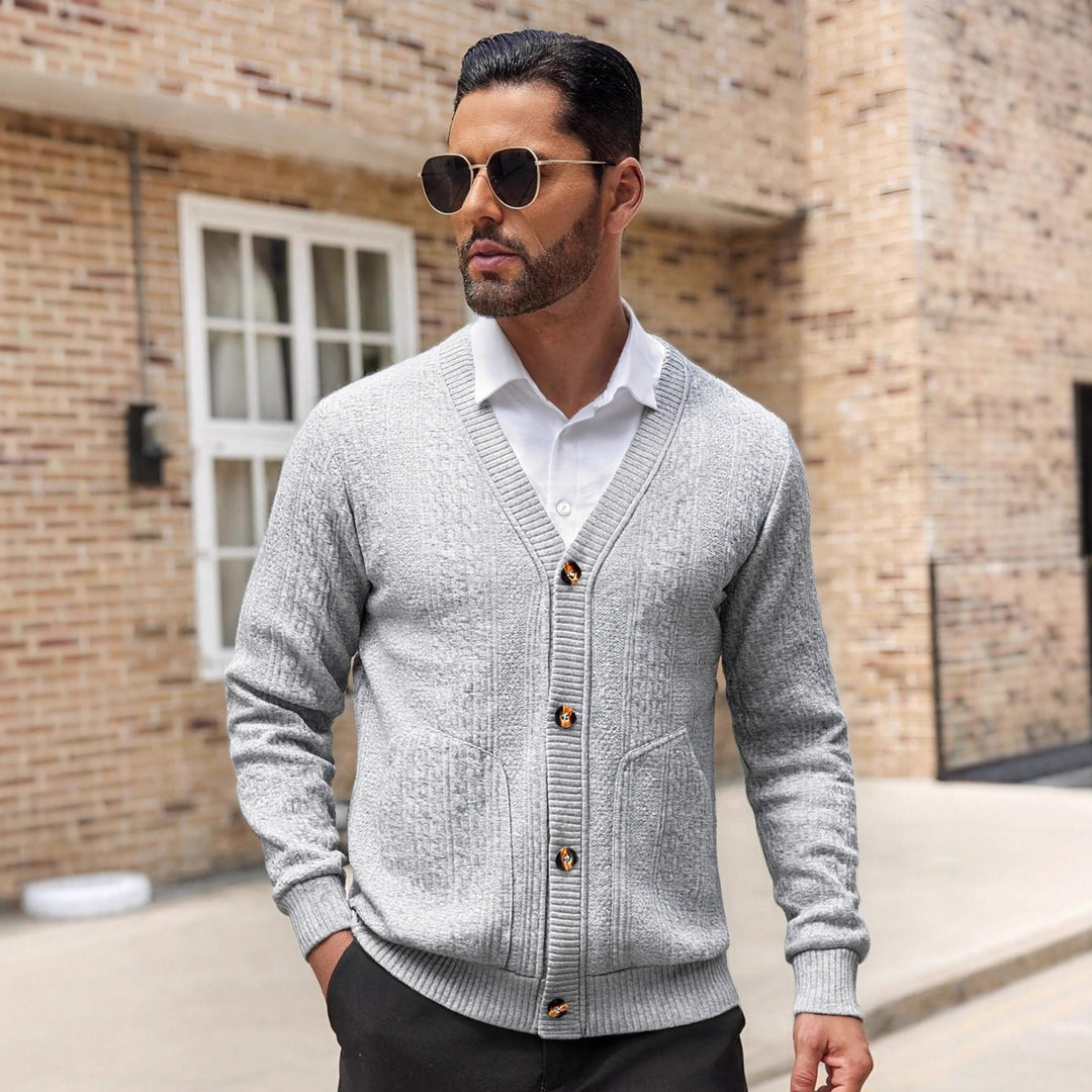 Herren Strickjacke mit modernen Details und praktischen Taschen Aliams