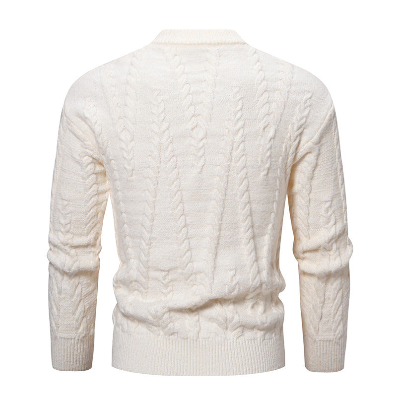 Herren Strickpullover mit klassischem Zopfdesign und hohem Kragen Aliams