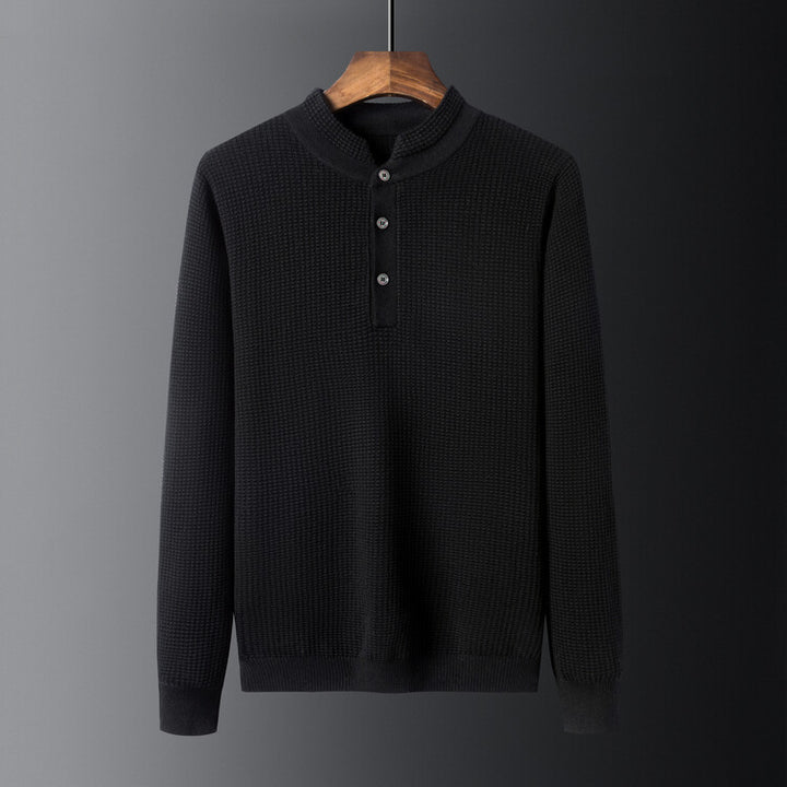 Herren Strukturierter Langarm-Pullover mit Knopfleiste Aliams