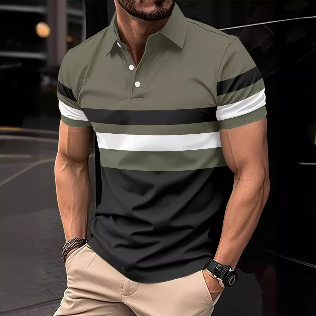 Herren Trendy Gestreiftes Aktiv Polo-Shirt Aliams