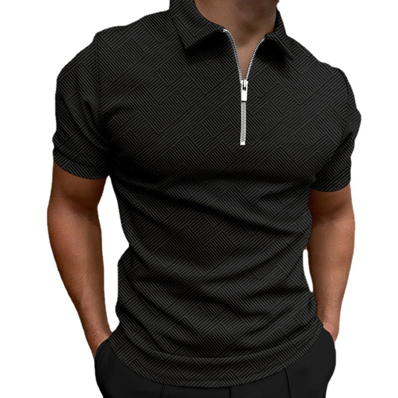 Herren strukturiertes Kurzarm-Zip-Polo Aliams