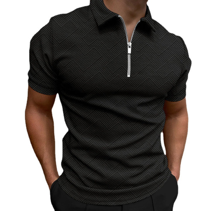 Herren strukturiertes Kurzarm-Zip-Polo Aliams