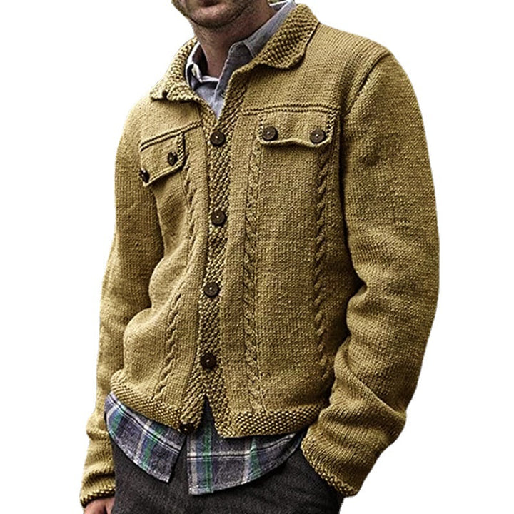 Herren Strickjacke mit Zopfmuster und praktischen Taschen Aliams