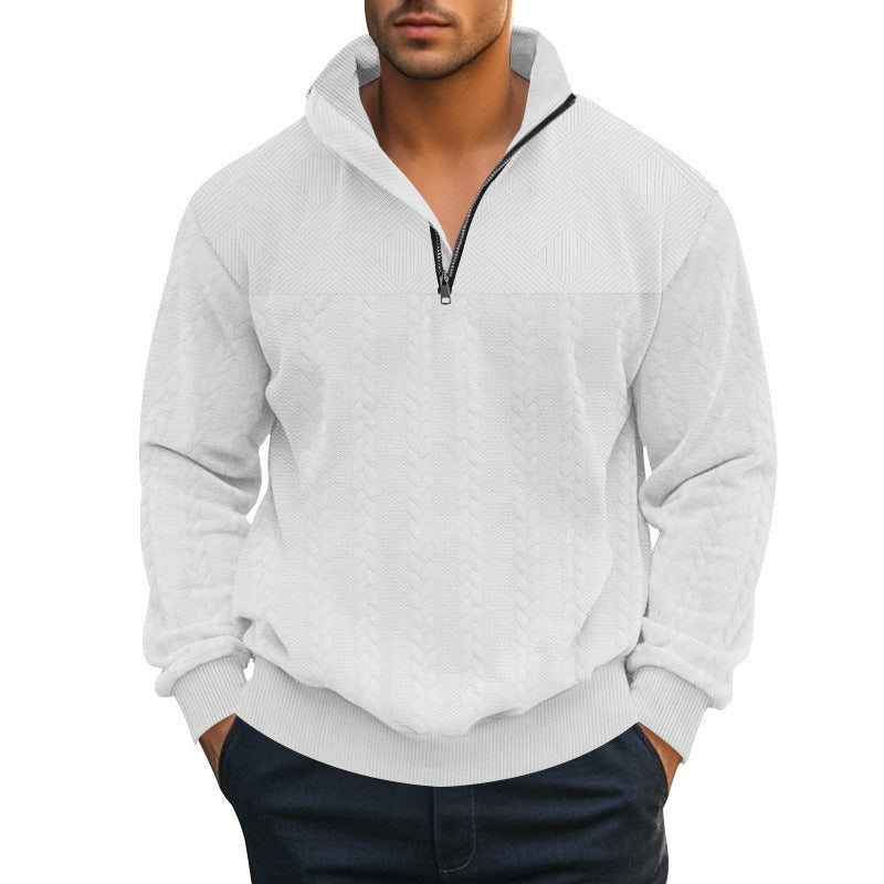 Herren strukturierter Pullover mit halbem Reißverschluss Aliams