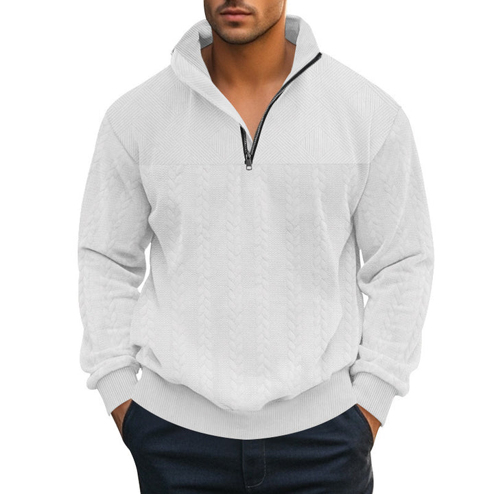 Herren strukturierter Pullover mit halbem Reißverschluss Aliams