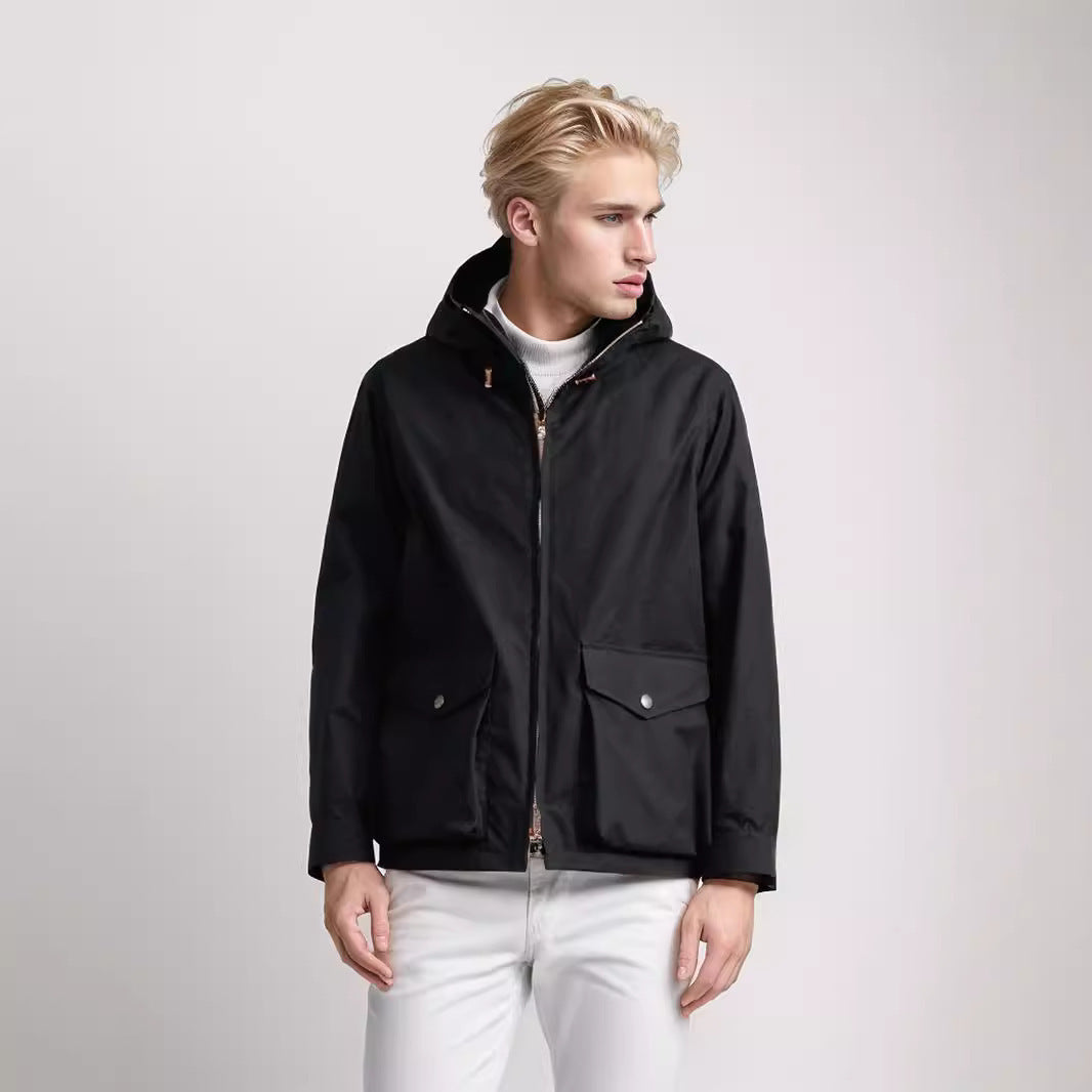 Herren Übergangsjacke mit praktischen Taschen und verstellbarem Kapuzenkragen Aliams