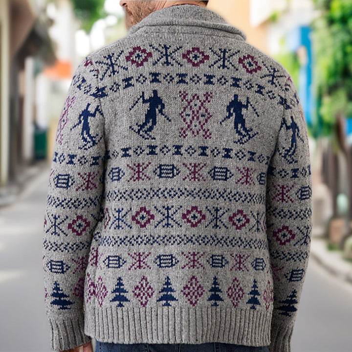Herren Strickjacke mit traditionellem Muster und warmem Innenfutter Aliams