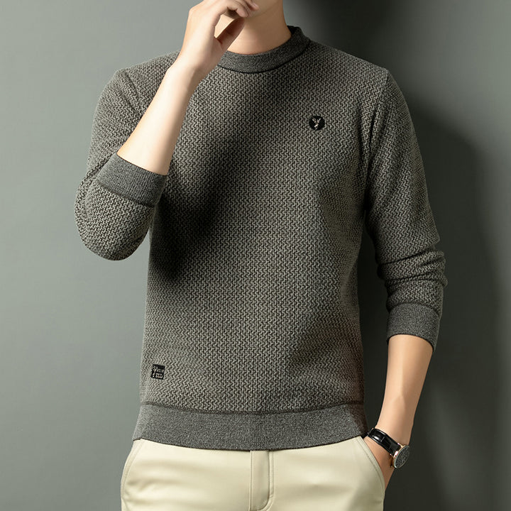 Herren Strukturierter Pullover mit Rundhalsausschnitt und hochwertiger Stricktextur Aliams