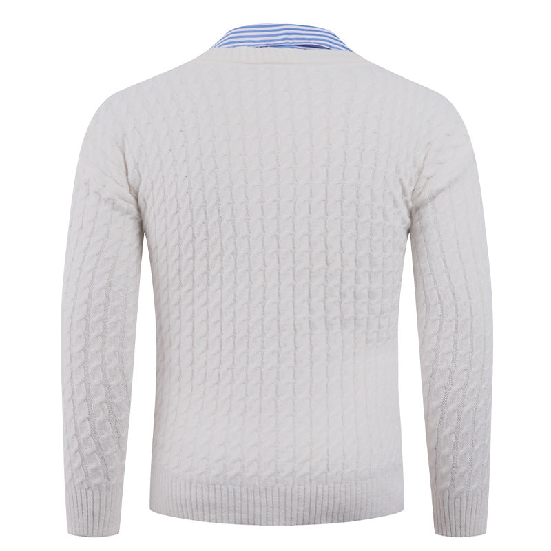 Herren Strickpullover mit Zopfmuster und V-Ausschnitt Aliams