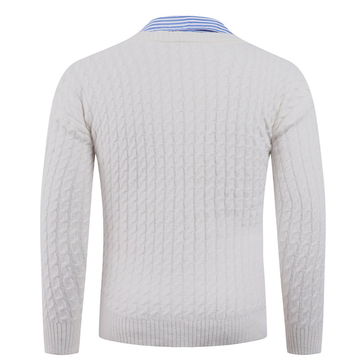Herren Strickpullover mit Zopfmuster und V-Ausschnitt Aliams