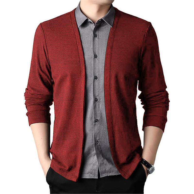 Herren strukturierter Cardigan mit offenen Kanten Aliams