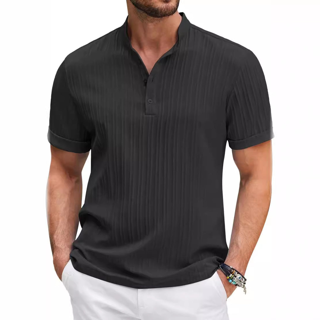 Herren Struktur Kurzarm Henley-Shirt Aliams