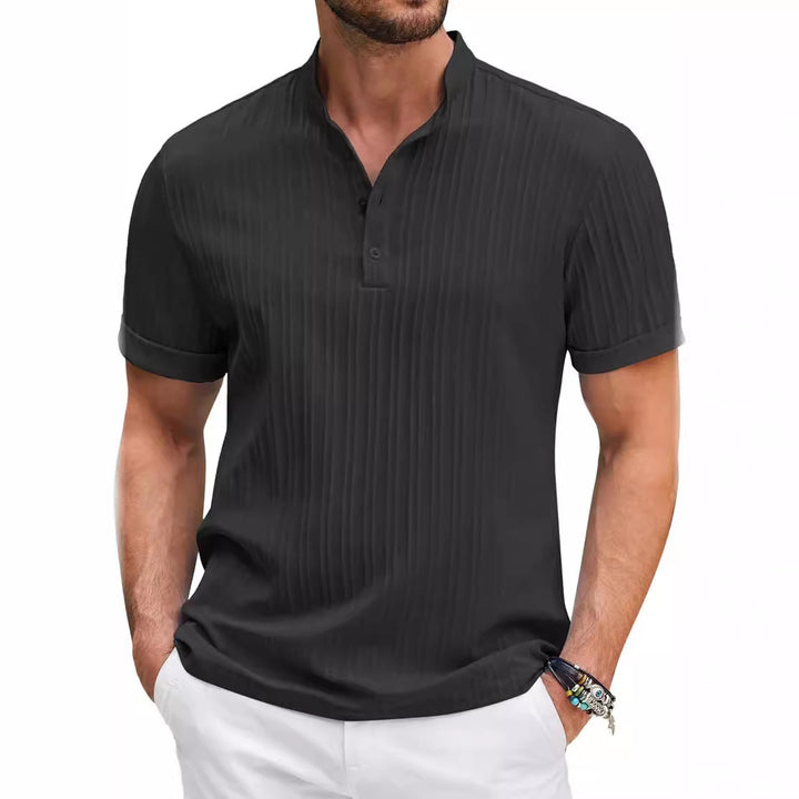 Herren Struktur Kurzarm Henley-Shirt Aliams