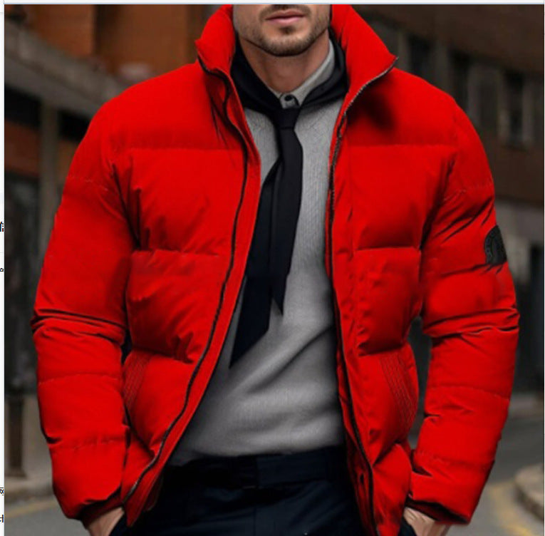 Herren gesteppte Winterjacke mit hohem Kragen und individuell anpassbarem Verschluss Aliams