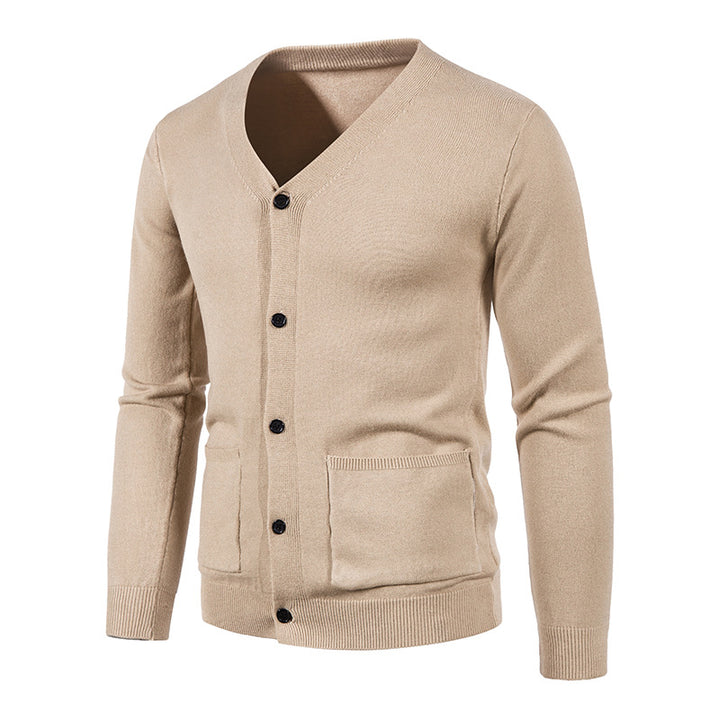 Herren Strickjacke mit V-Ausschnitt und praktischen Taschen Aliams