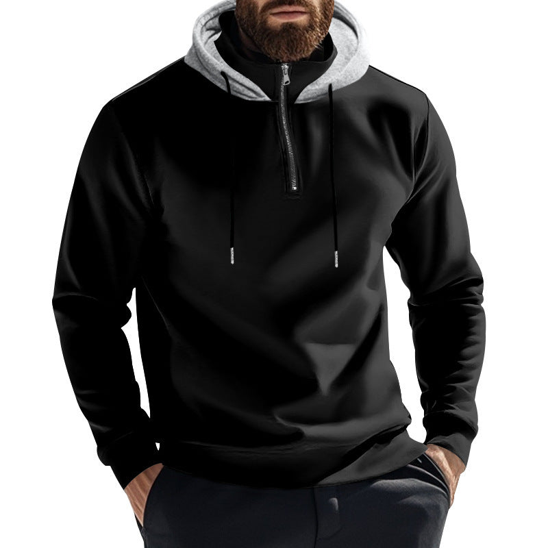 Herren Sportlicher Kapuzenpullover mit halbem Reißverschluss und atmungsaktivem Material Aliams