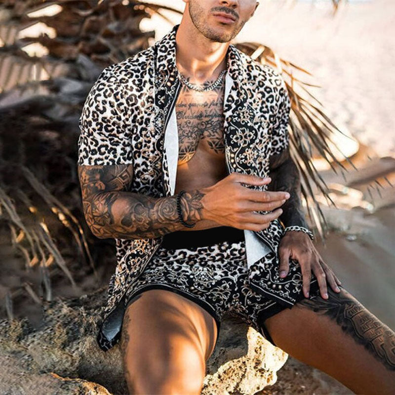 Herren Tropical Print Casual Kurzes Set Aliams