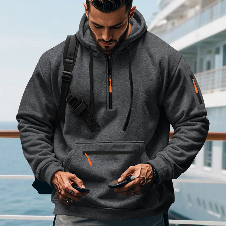 Herren sportlicher Kapuzenpullover mit Reißverschluss und praktischen Taschen Aliams