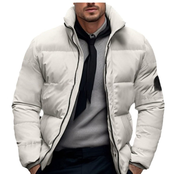 Herren gesteppte Winterjacke mit hohem Kragen und individuell anpassbarem Verschluss Aliams