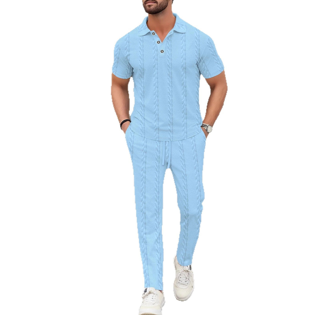 Herren modisches Polo- und Jogger-Set mit strukturiertem Design Aliams