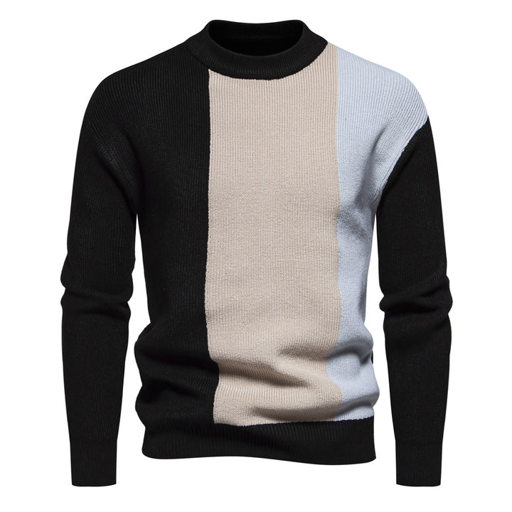 Herren Strickpullover mit modernem Farbblockdesign und hohem Kragen Aliams
