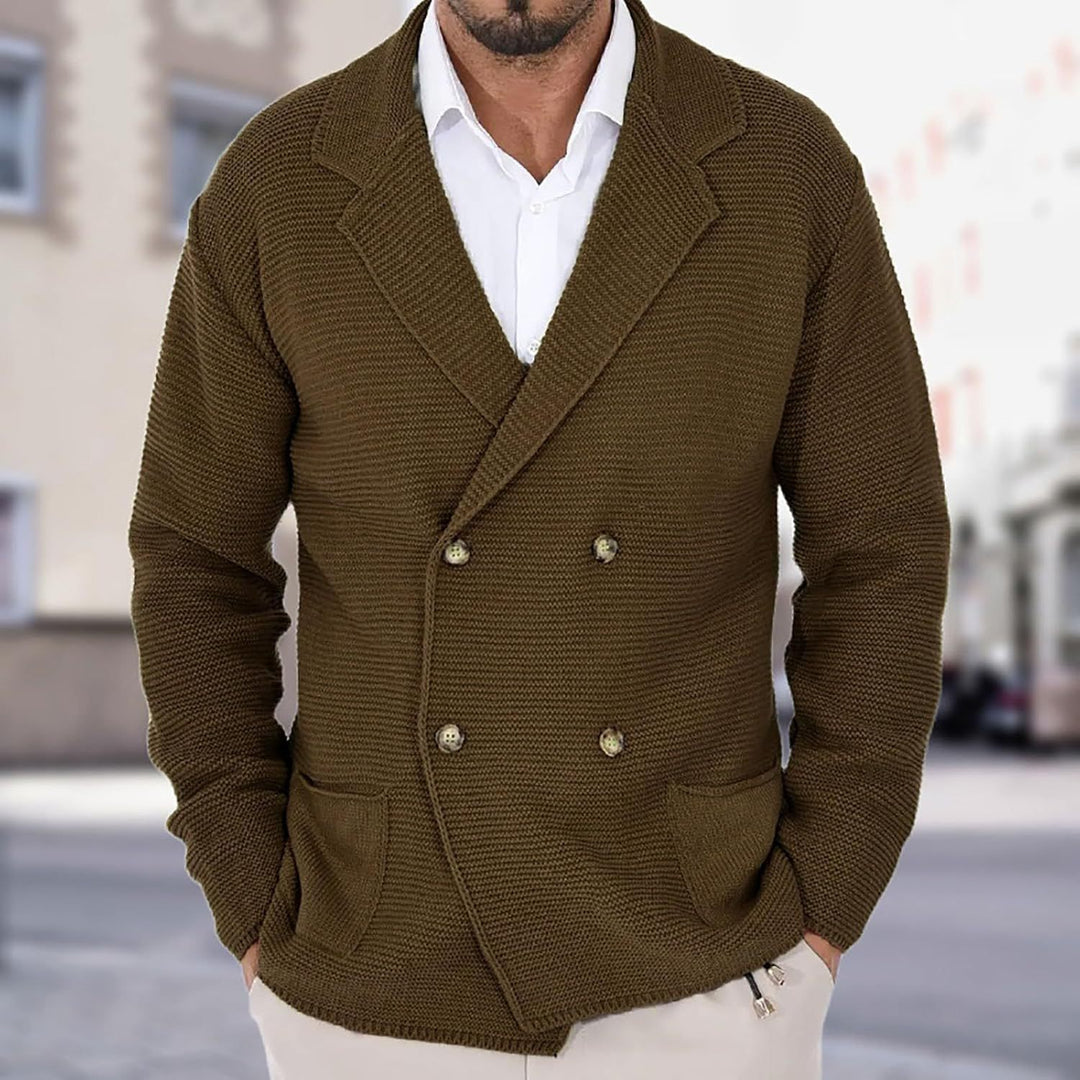Herren Strickjacke mit modischem Schalkragen und dekorativen Knöpfen Aliams