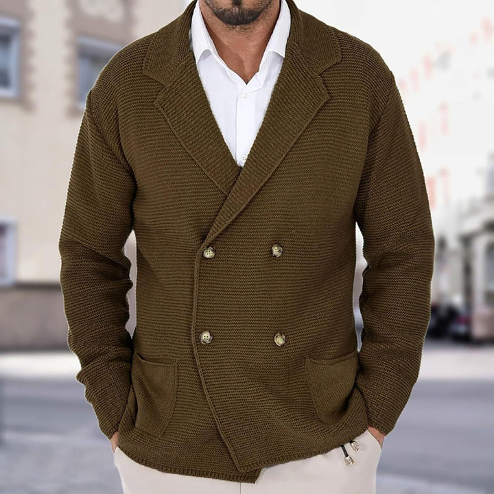 Herren Strickjacke mit modischem Schalkragen und dekorativen Knöpfen Aliams