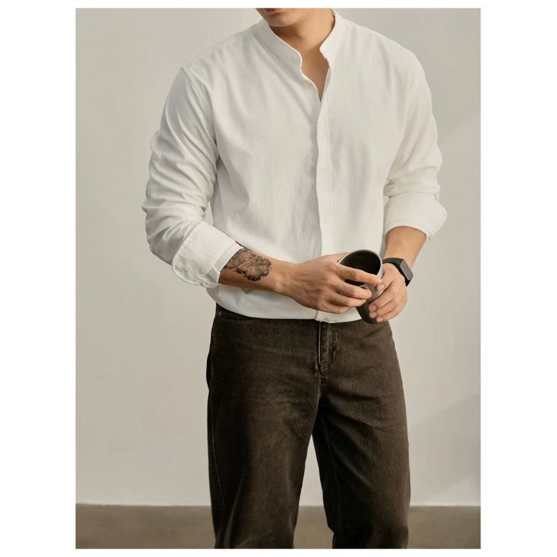 Herren Stehkragenhemd aus feinem gestreiften Stoff Aliams