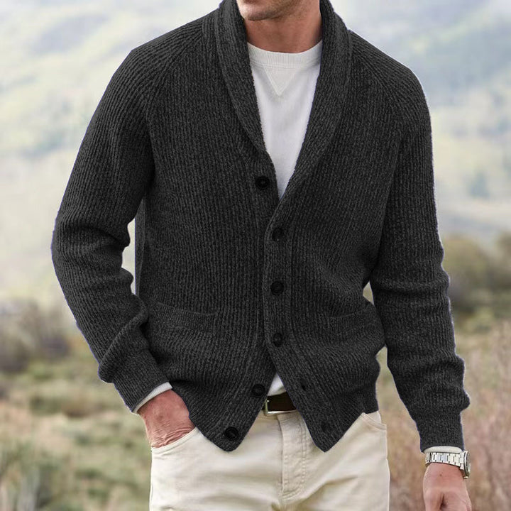 Herren Strickjacke mit trendigem Grobstrickmuster und praktischen Taschen Aliams