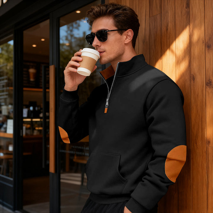 Herren Sportlicher Pullover mit Stehkragen und Reißverschluss Aliams