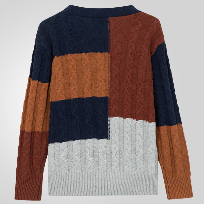 Herren Strickjacke mit modernem Zopfmuster und farblich abgestimmten Taschen Aliams