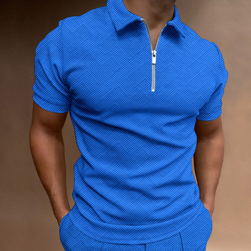 Herren strukturiertes Kurzarm-Zip-Polo Aliams