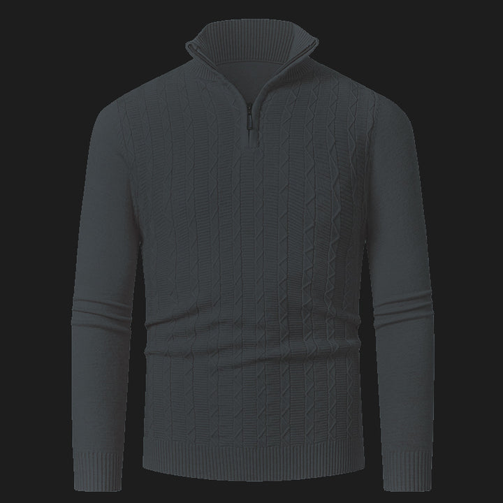 Herren Strickpullover mit modernem Kragen und Reißverschluss Aliams