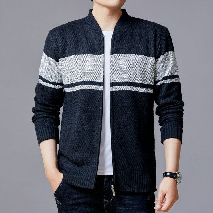 Herren Strickjacke mit modernem Zipper und strukturiertem Design Aliams