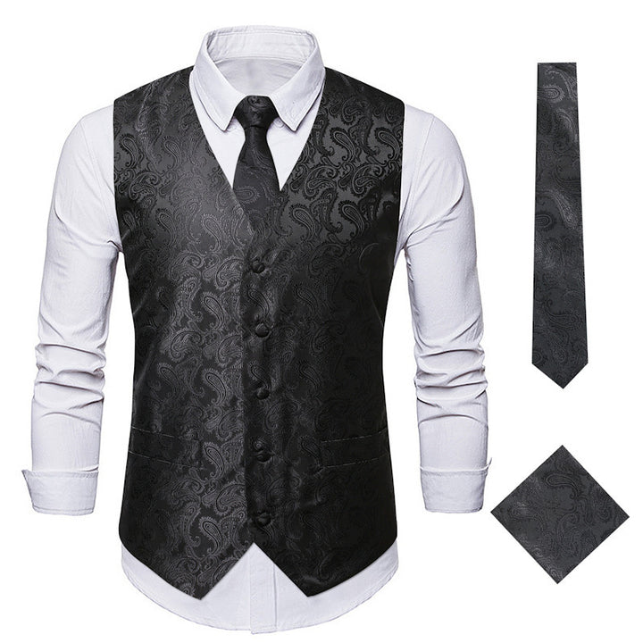 Herren Elegante Weste mit Paisleymuster und passendem Krawatten-Set Aliams
