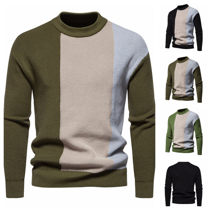 Herren Strickpullover mit modernem Farbblockdesign und hohem Kragen Aliams