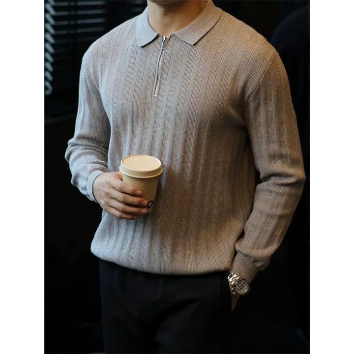 Herren Strickpullover mit Kragen und praktischem Reißverschluss Aliams